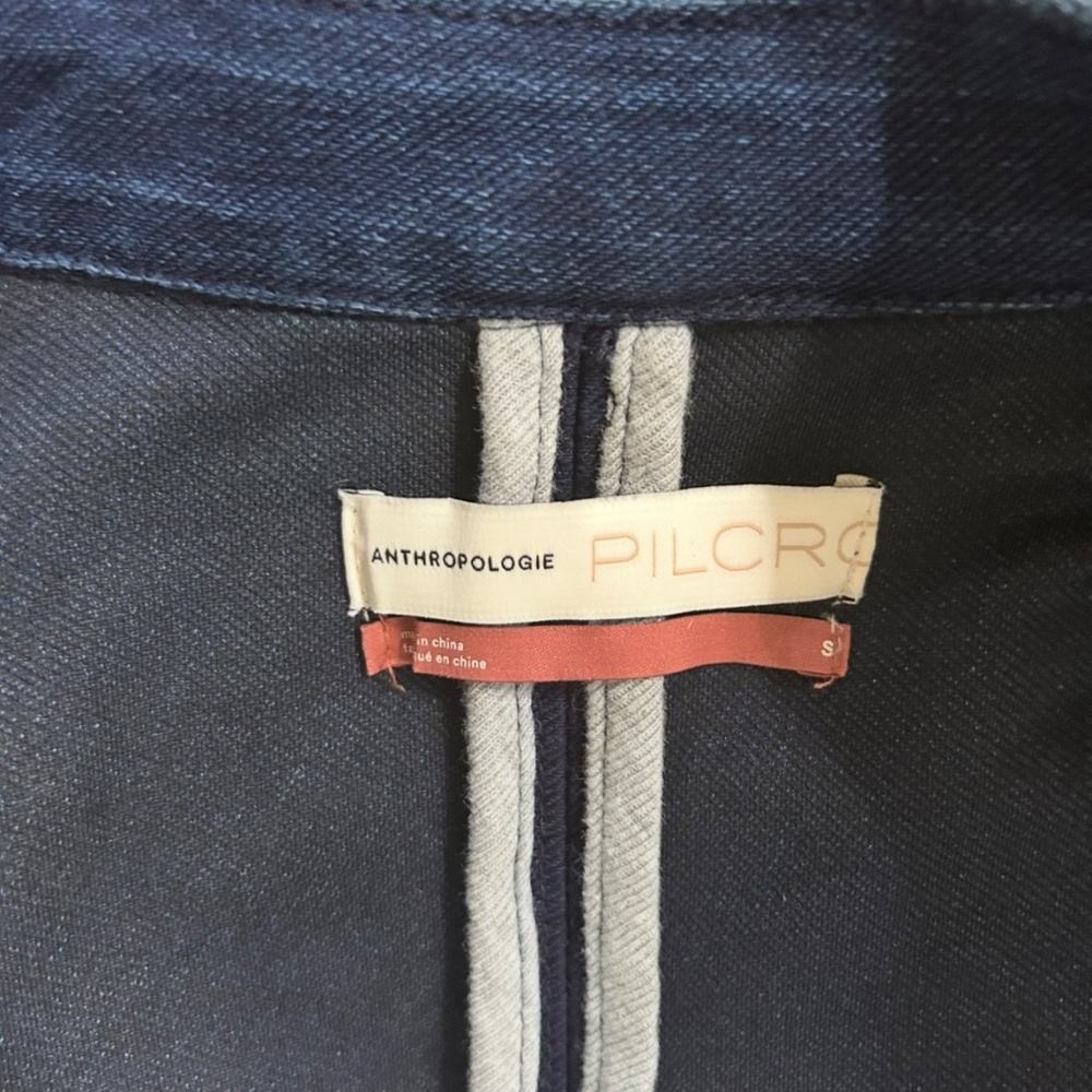 Pilcro Anita Cropped Mixed Media Denim Knit Fitted Jacket Blazer (Anthropologie) - Picture 4 of 5